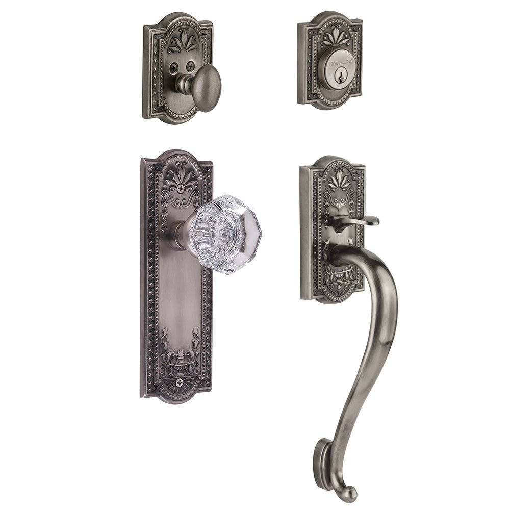 Handleset - Meadows with "S" Grip and Waldorf Knob in Antique Pewter