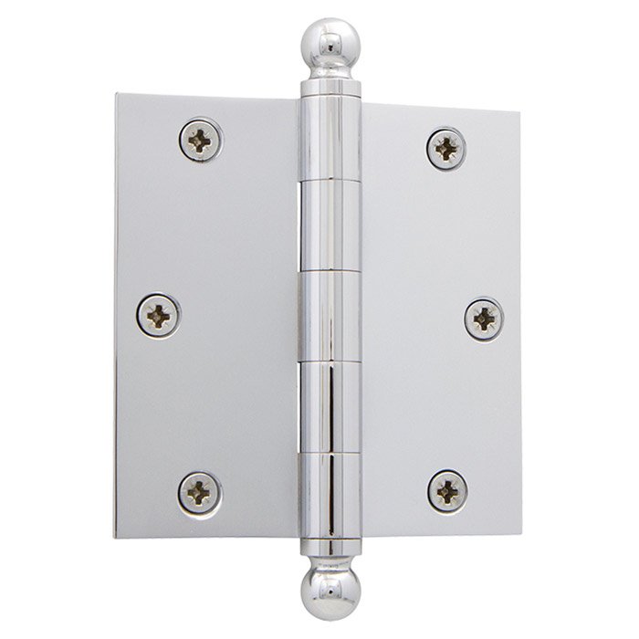 3 1/2" Ball Tip Residential Hinge with Square Corners in Bright Chrome (Sold Individually)