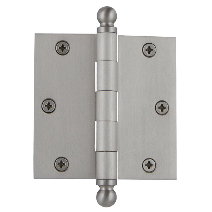 3 1/2" Ball Tip Residential Hinge with Square Corners in Satin Nickel (Sold Individually)