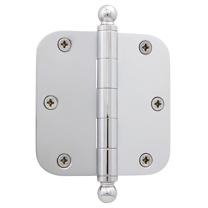 3 1/2" Ball Tip Residential Hinge with 5/8" Radius Corners in Bright Chrome (Sold Individually)