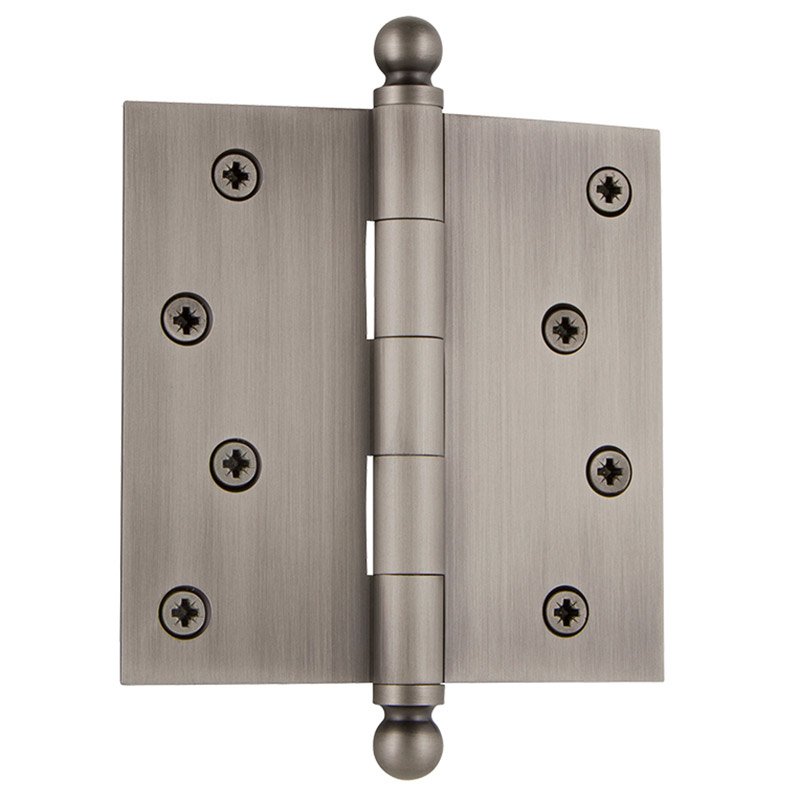 4" Ball Tip Residential Hinge with Square Corners in Antique Pewter (Sold Individually)