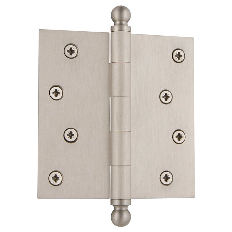 4" Ball Tip Residential Hinge with Square Corners in Satin Nickel (Sold Individually)