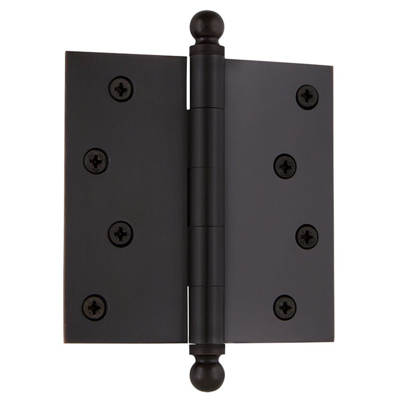 4" Ball Tip Residential Hinge with Square Corners in Oil-Rubbed Bronze (Sold Individually)