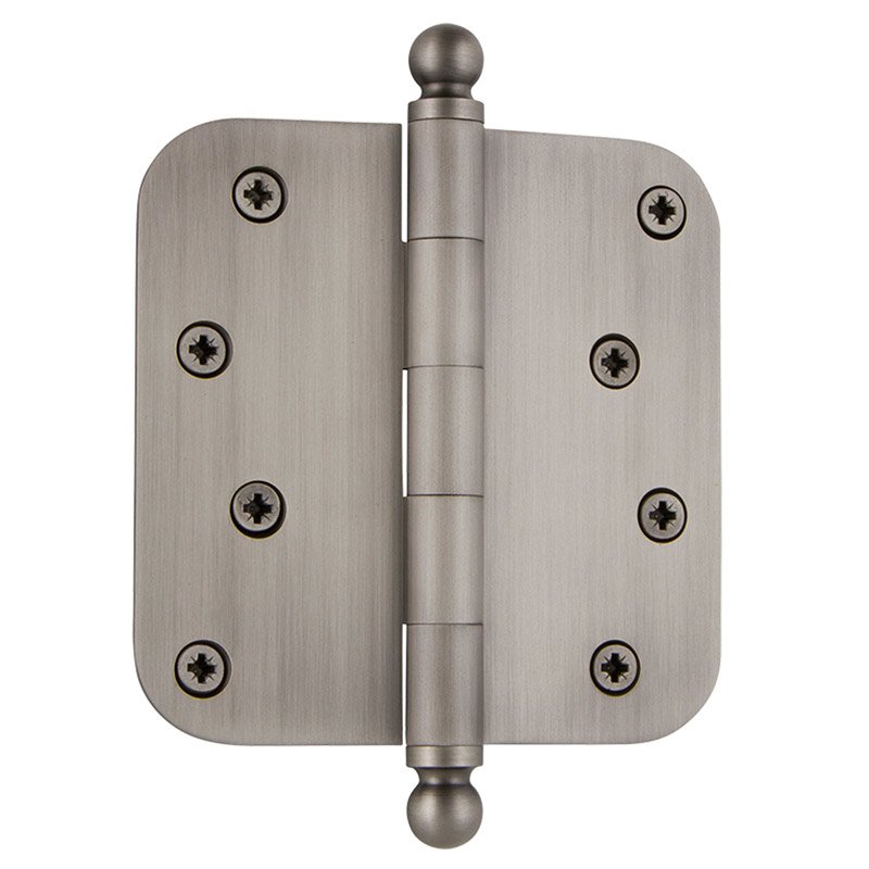 4" Ball Tip Residential Hinge with 5/8" Radius Corners in Antique Pewter (Sold Individually)