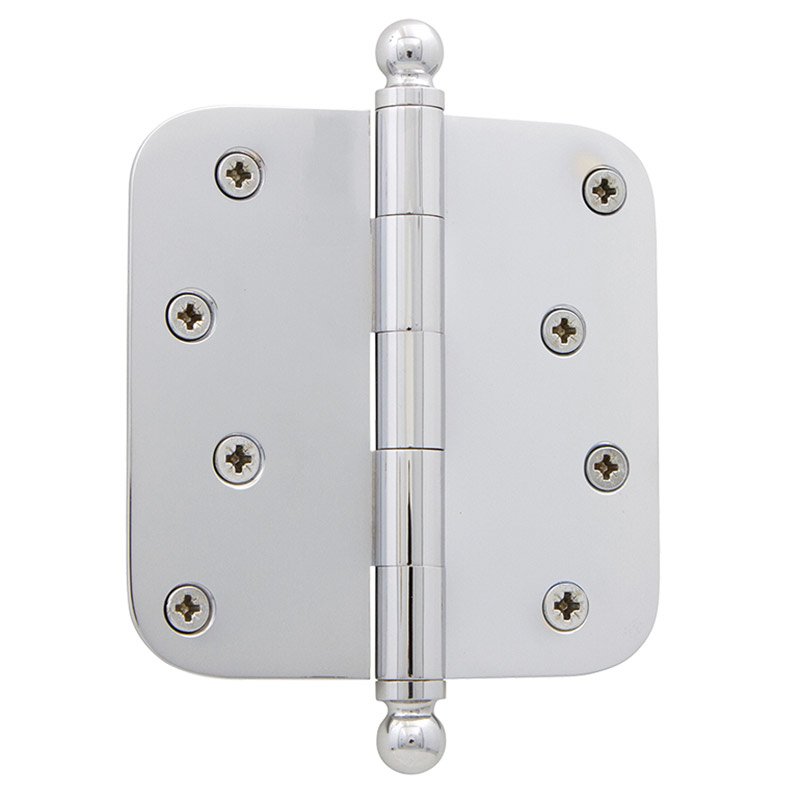 4" Ball Tip Residential Hinge with 5/8" Radius Corners in Bright Chrome (Sold Individually)