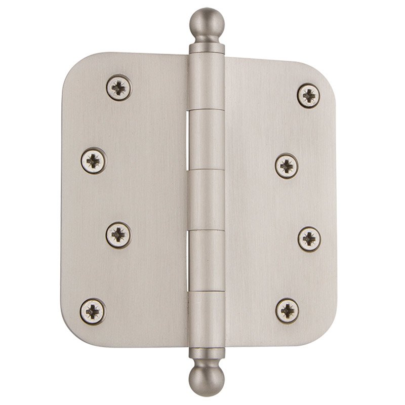 4" Ball Tip Residential Hinge with 5/8" Radius Corners in Satin Nickel (Sold Individually)
