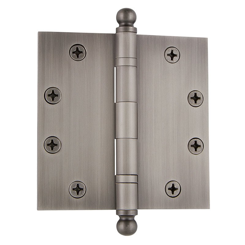 4 1/2" Ball Tip Heavy Duty Hinge with Square Corners in Antique Pewter (Sold Individually)