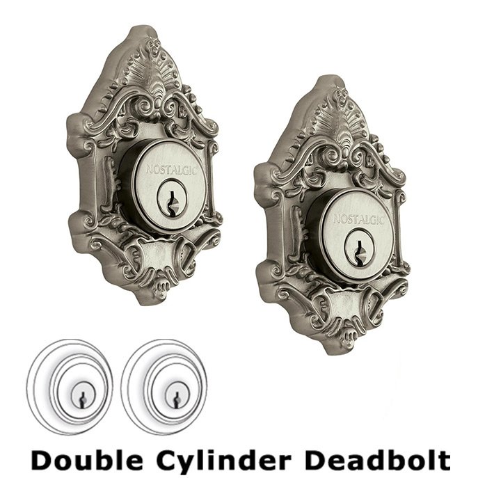 Double Deadlock - Victorian Deadbolt (Keyed Alike) in Satin Nickel