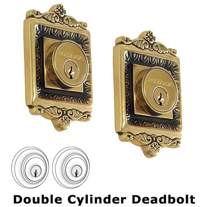 Double Deadlock - Egg and Dart Deadbolt (Keyed Alike) in Antique Brass