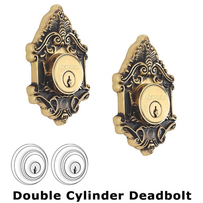 Double Deadlock - Victorian Deadbolt in Antique Brass