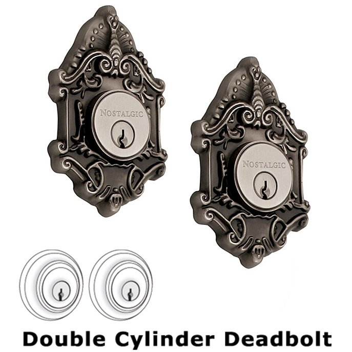 Double Deadlock - Victorian Deadbolt in Antique Pewter