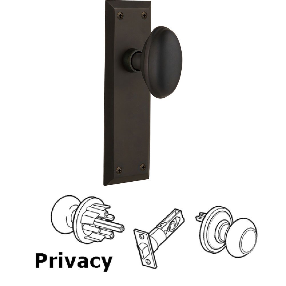 Privacy New York Plate with Homestead Door Knob in Oil-Rubbed Bronze