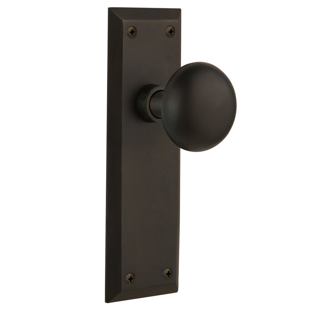 Privacy New York Plate with New York Door Knob in Oil-Rubbed Bronze