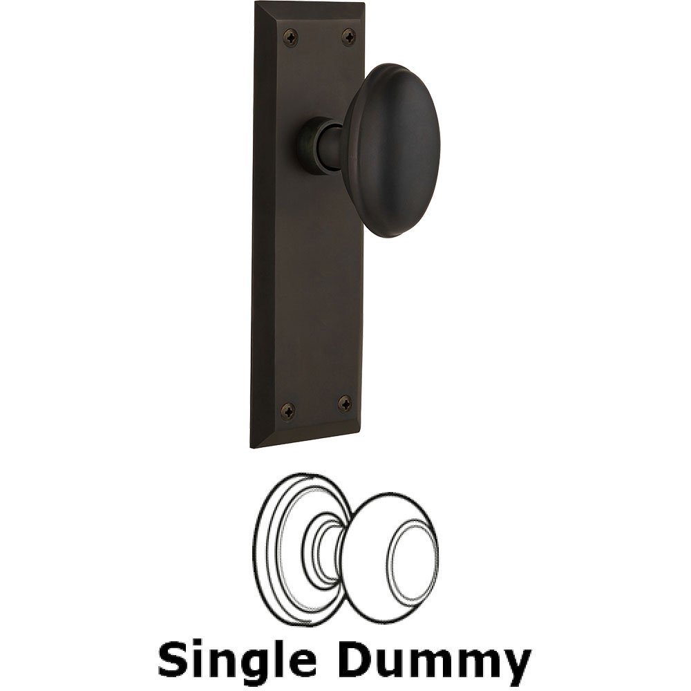 Single Dummy Knob - New York Plate with Homestead Door Knob in Oil-rubbed Bronze