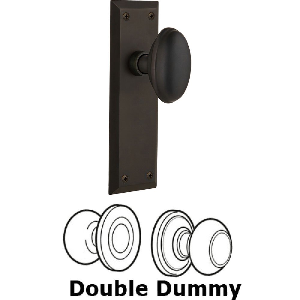 Double Dummy Knob - New York Plate with Homestead Door Knob in Oil-rubbed Bronze