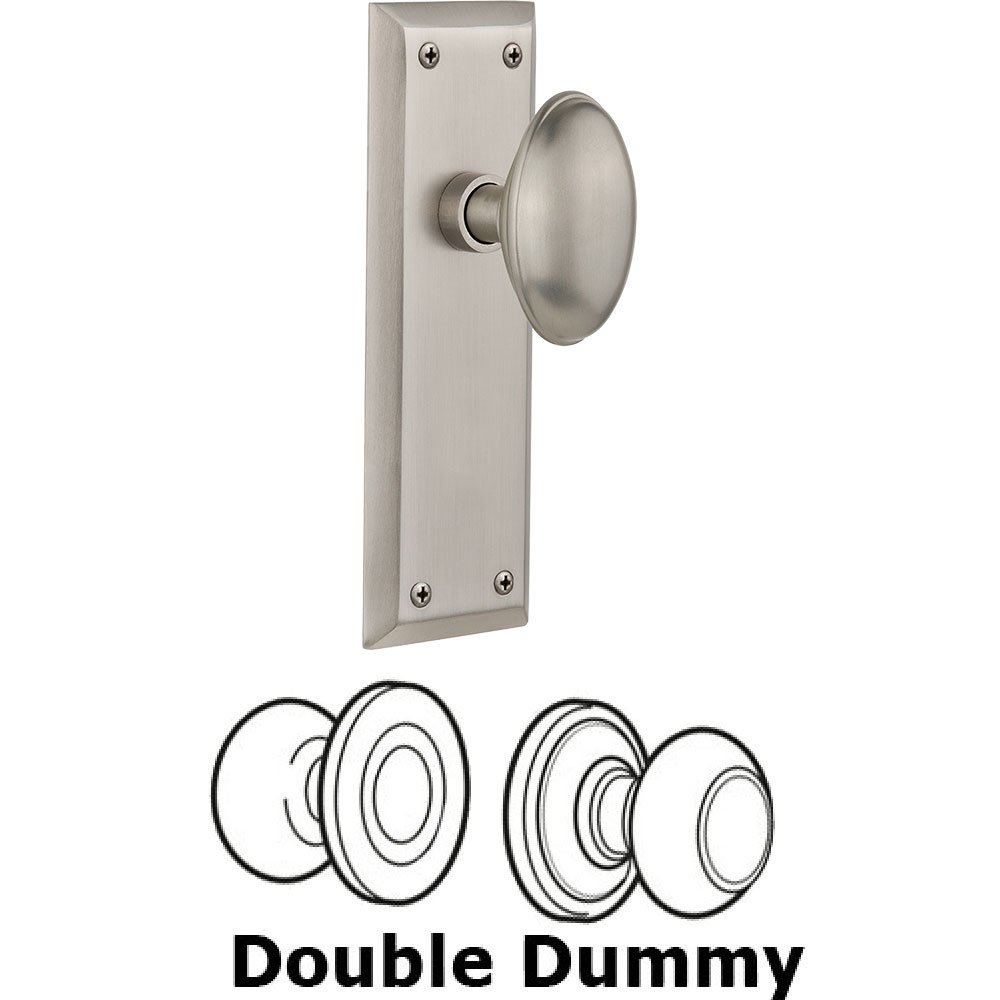 Double Dummy Knob - New York Plate with Homestead Door Knob in Satin Nickel