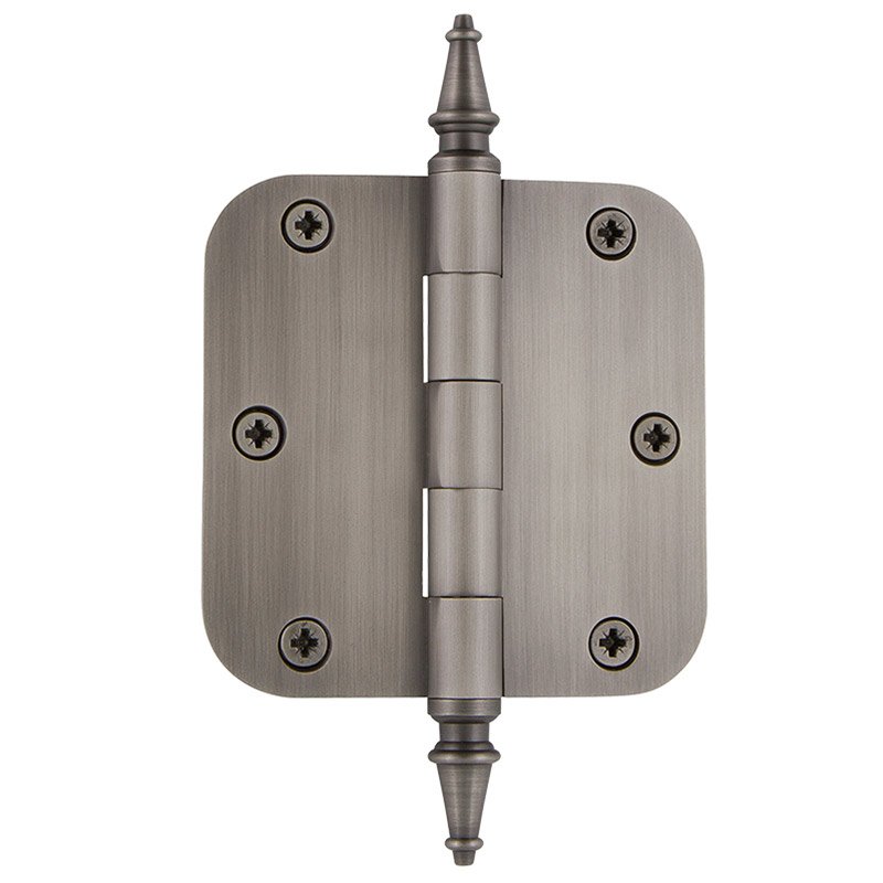 3 1/2" Steeple Tip Residential Hinge with 5/8" Radius Corners in Antique Pewter (Sold Individually)