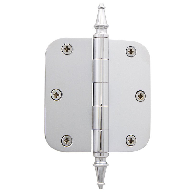 3 1/2" Steeple Tip Residential Hinge with 5/8" Radius Corners in Bright Chrome (Sold Individually)