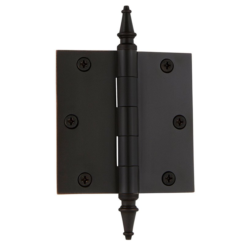 3 1/2" Steeple Tip Residential Hinge with Square Corners in Oil-Rubbed Bronze (Sold Individually)