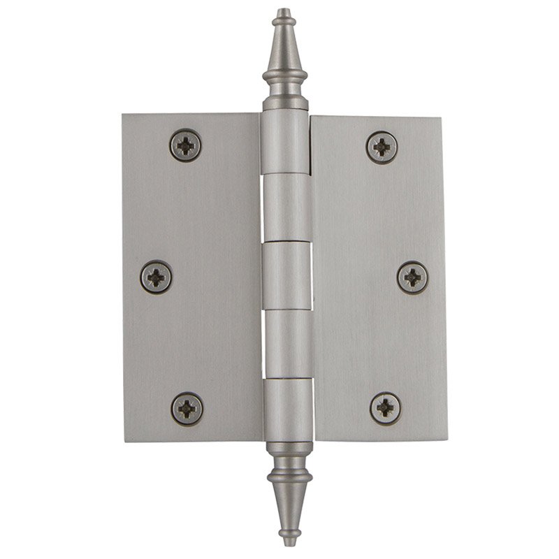 3 1/2" Steeple Tip Residential Hinge with Square Corners in Satin Nickel (Sold Individually)
