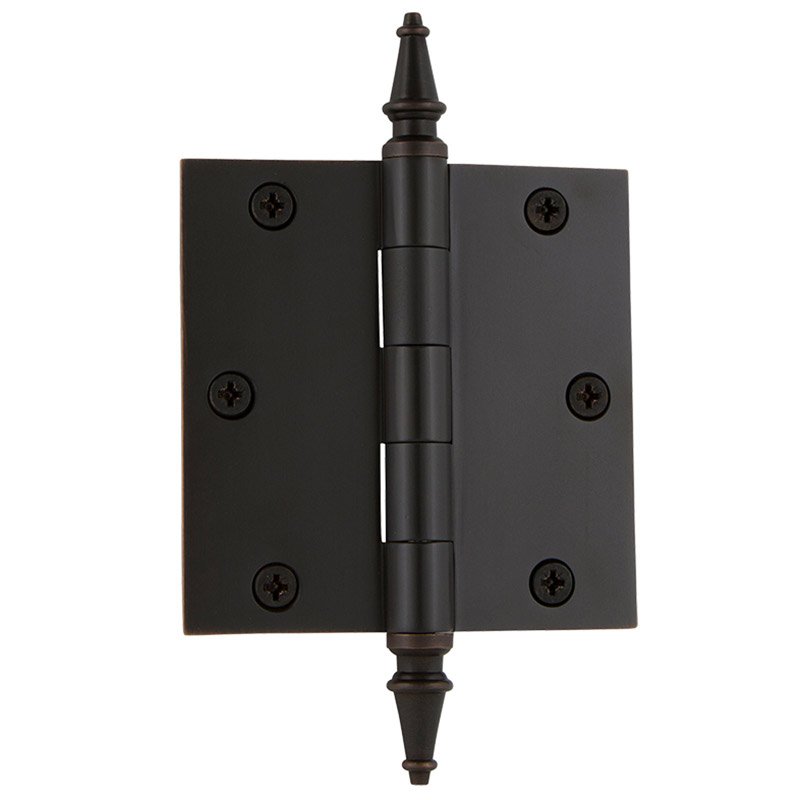 3 1/2" Steeple Tip Residential Hinge with Square Corners in Timeless Bronze (Sold Individually)