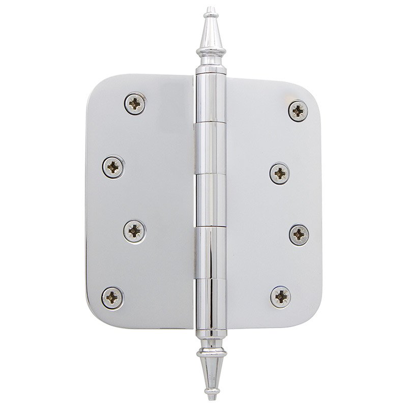4" Steeple Tip Residential Hinge with 5/8" Radius Corners in Bright Chrome (Sold Individually)