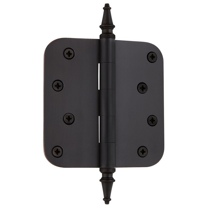 4" Steeple Tip Residential Hinge with 5/8" Radius Corners in Oil-Rubbed Bronze (Sold Individually)
