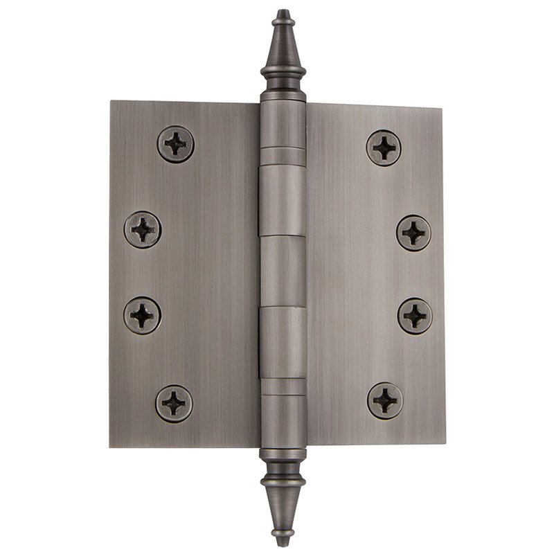4" Steeple Tip Heavy Duty Hinge with Square Corners in Antique Pewter (Sold Individually)