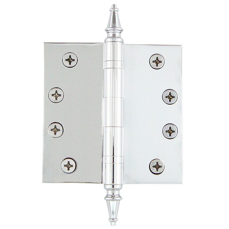 4" Steeple Tip Heavy Duty Hinge with Square Corners in Bright Chrome (Sold Individually)