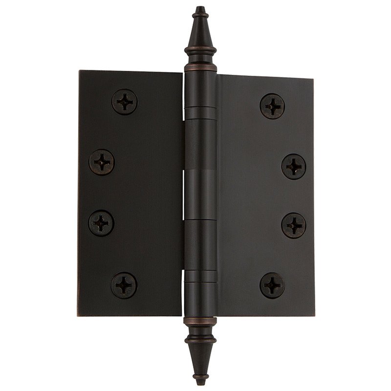 4" Steeple Tip Heavy Duty Hinge with Square Corners in Timeless Bronze (Sold Individually)