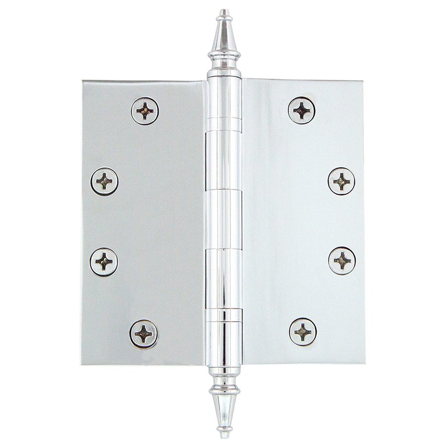 4 1/2" Steeple Tip Heavy Duty Hinge with Square Corners in Bright Chrome (Sold Individually)