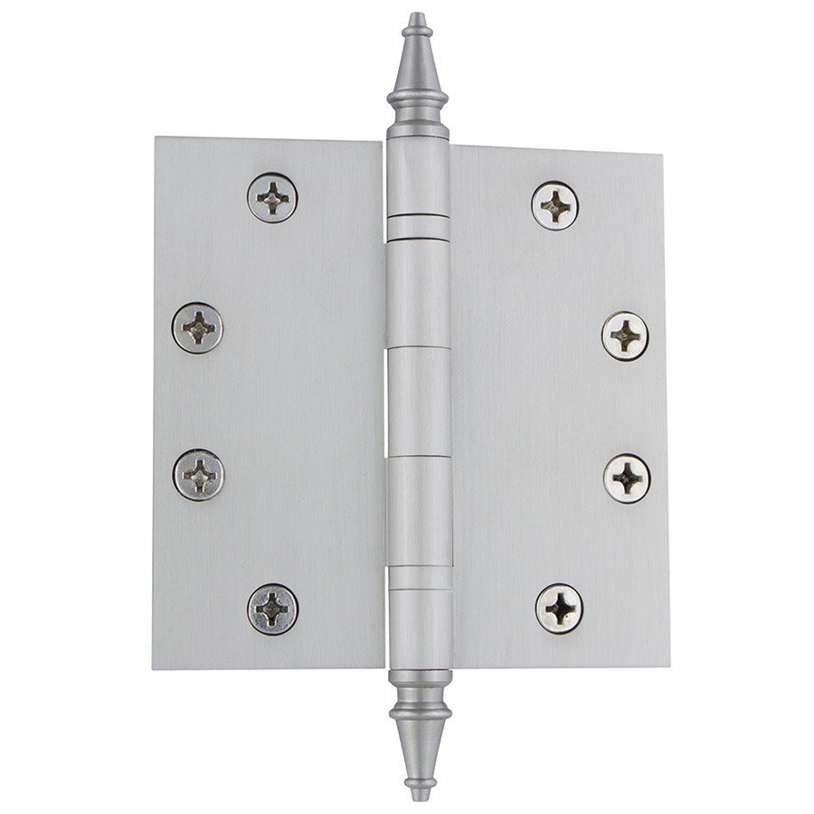 4 1/2" Steeple Tip Heavy Duty Hinge with Square Corners in Satin Nickel (Sold Individually)
