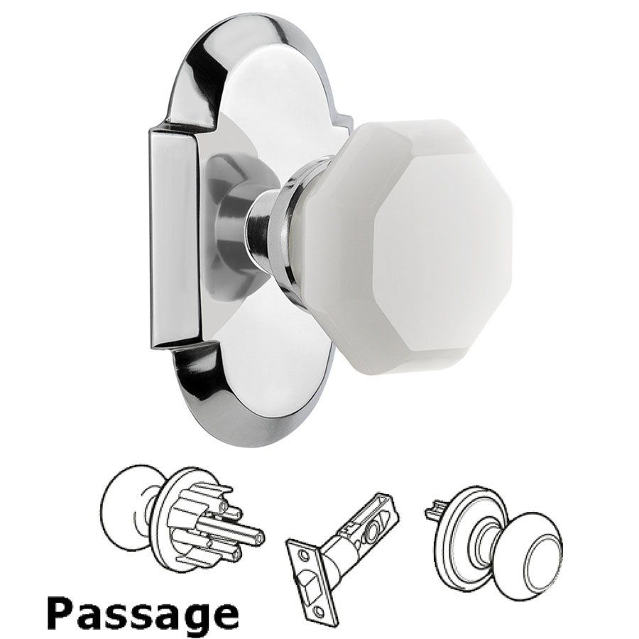 Passage - Cottage Plate with Waldorf White Milk Glass Knob in Bright Chrome