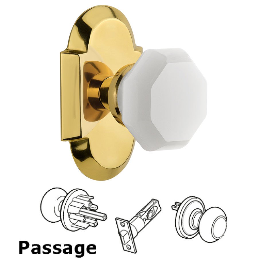Passage - Cottage Plate with Waldorf White Milk Glass Knob in Polished Brass