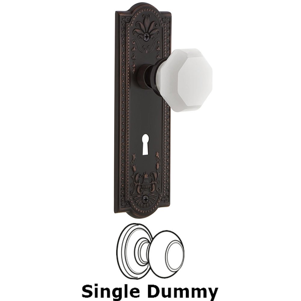 Single Dummy - Meadows Plate with Keyhole with Waldorf White Milk Glass Knob in Timeless Bronze