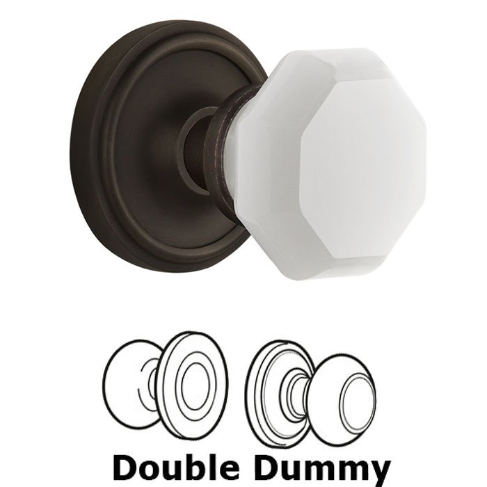 Double Dummy Classic Rosette with Waldorf White Milk Glass Knob in Oil-Rubbed Bronze