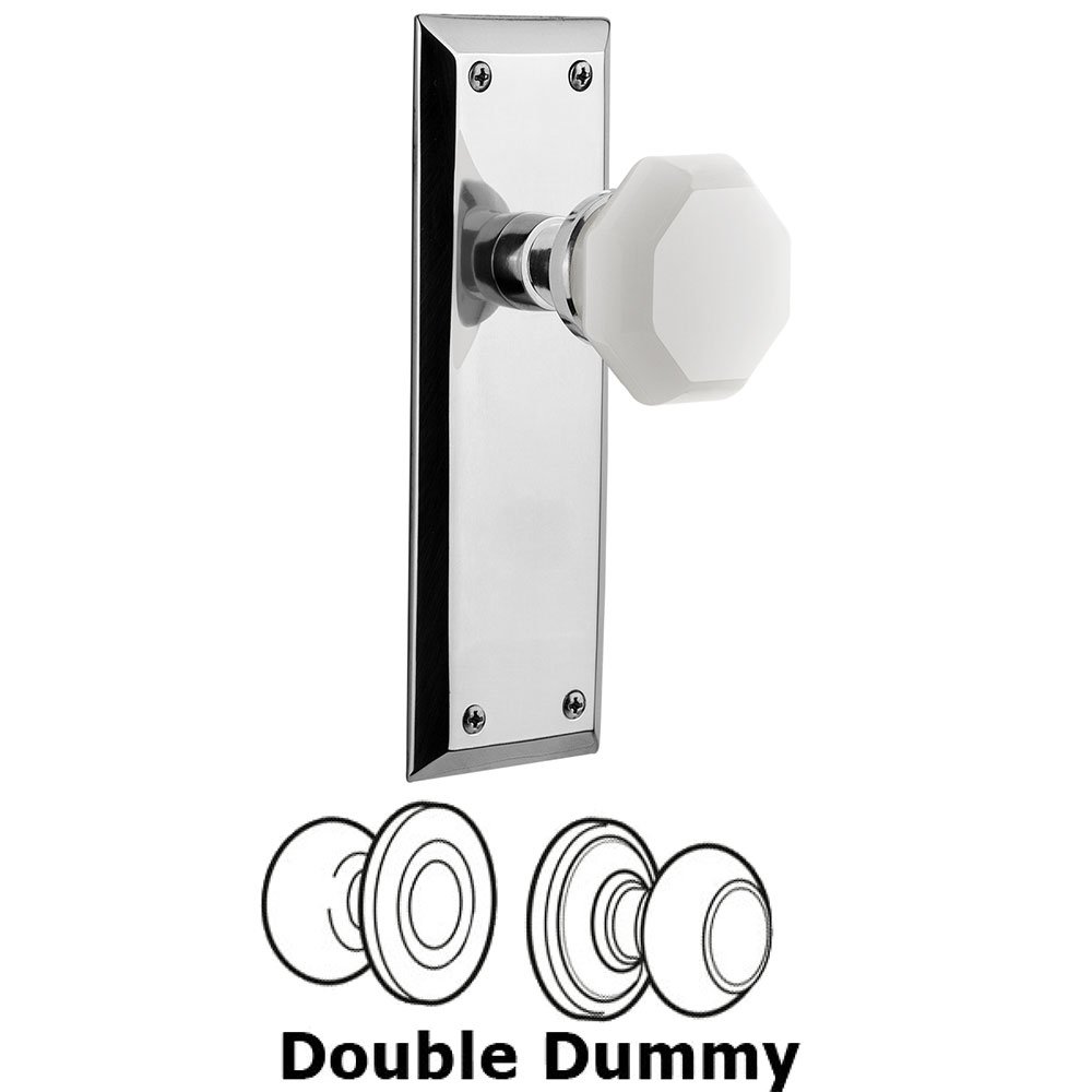 Double Dummy - New York Plate with Waldorf White Milk Glass Knob in Bright Chrome