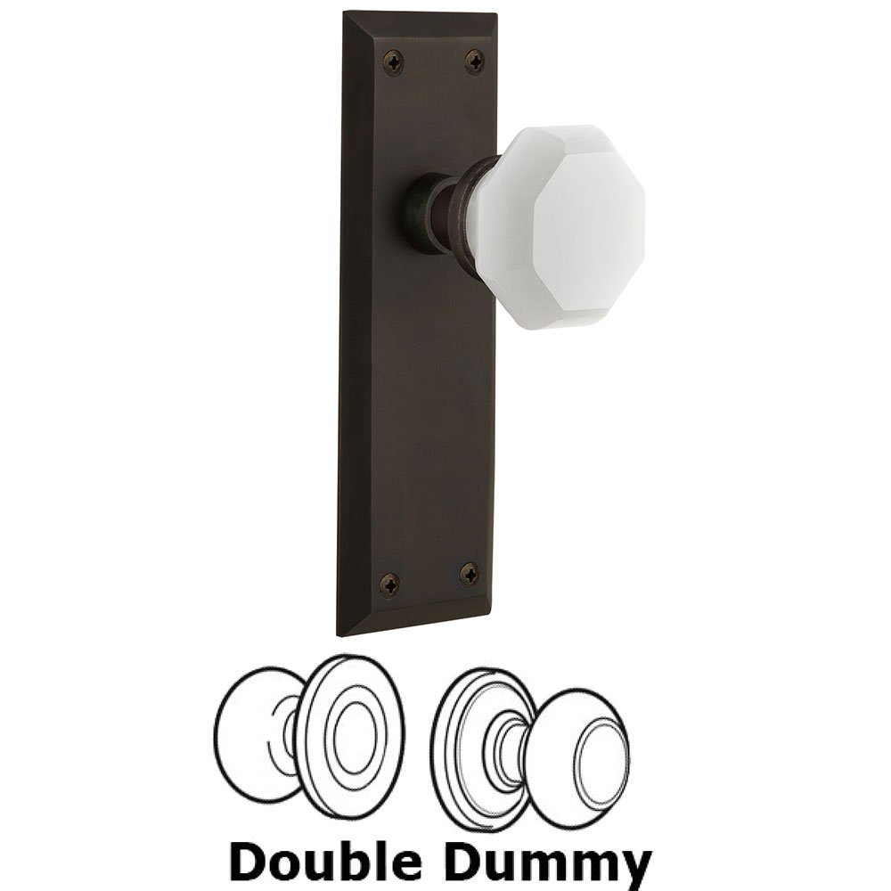 Double Dummy - New York Plate with Waldorf White Milk Glass Knob in Oil-Rubbed Bronze