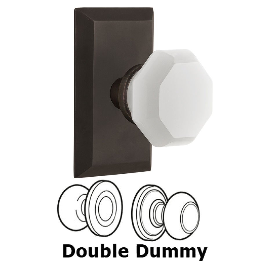 Double Dummy - Studio Plate with Waldorf White Milk Glass Knob in Oil-Rubbed Bronze