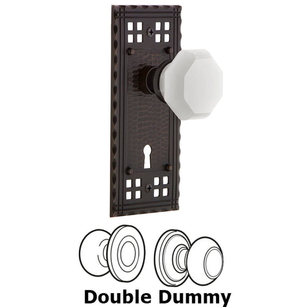 Double Dummy - Craftsman Plate with Keyhole with Waldorf White Milk Glass Knob in Timeless Bronze