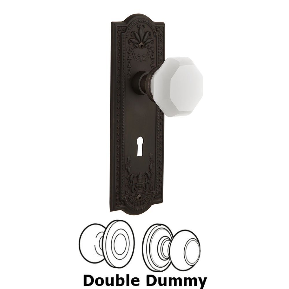 Double Dummy - Meadows Plate with Keyhole with Waldorf White Milk Glass Knob in Oil-Rubbed Bronze