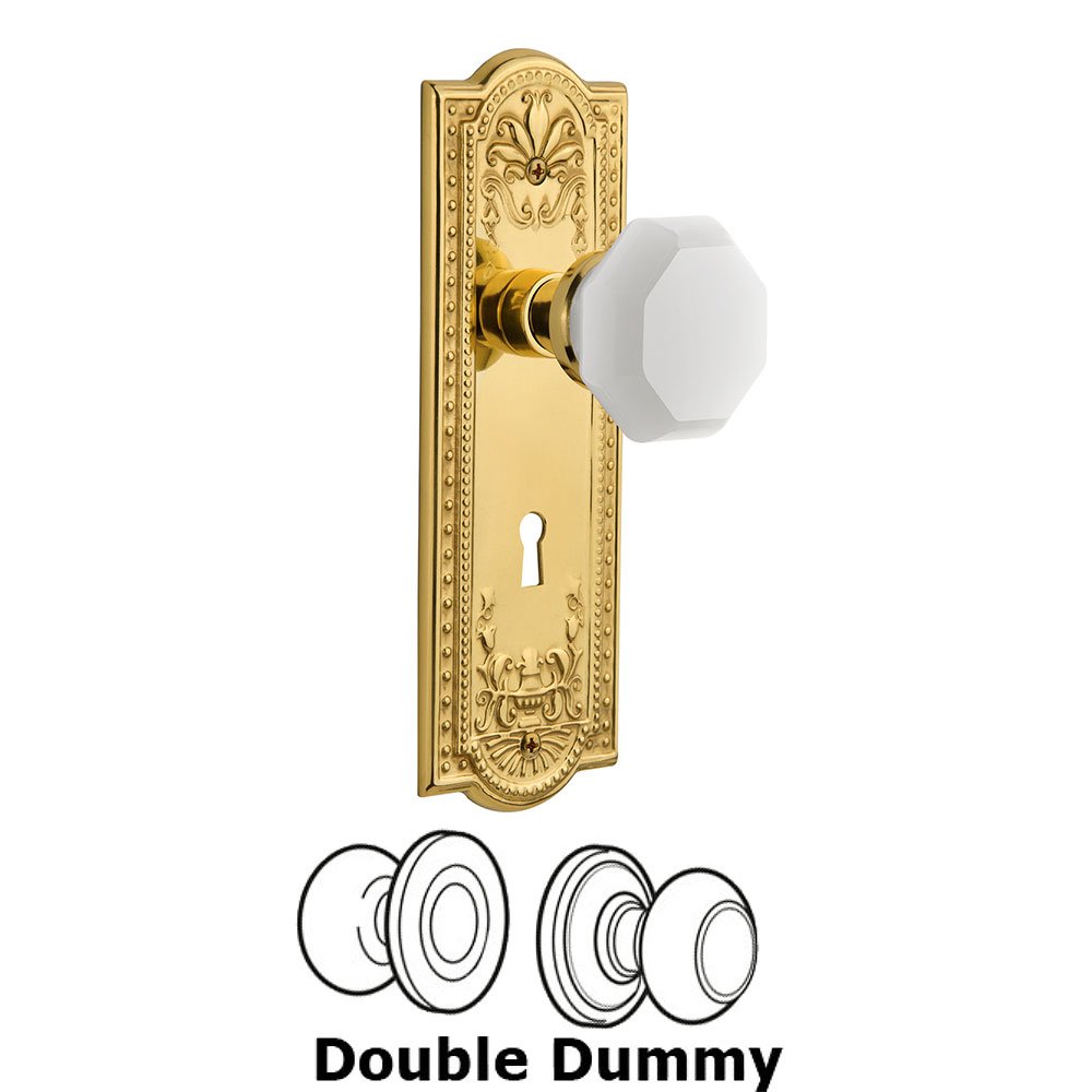 Double Dummy - Meadows Plate with Keyhole with Waldorf White Milk Glass Knob in Polished Brass