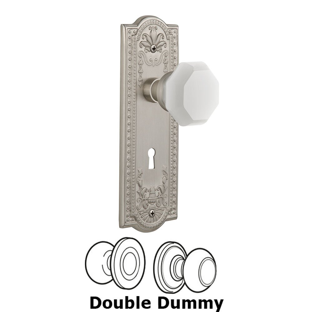 Double Dummy - Meadows Plate with Keyhole with Waldorf White Milk Glass Knob in Satin Nickel
