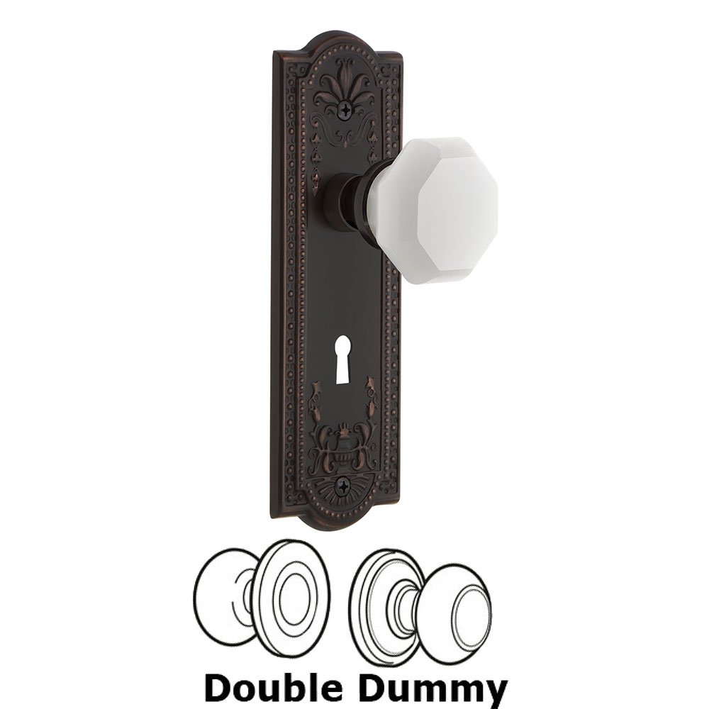Double Dummy - Meadows Plate with Keyhole with Waldorf White Milk Glass Knob in Timeless Bronze