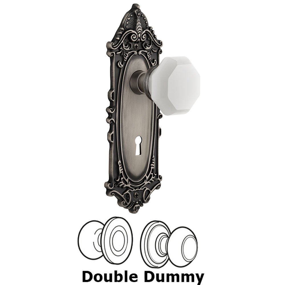 Double Dummy - Victorian Plate with Keyhole with Waldorf White Milk Glass Knob in Antique Pewter