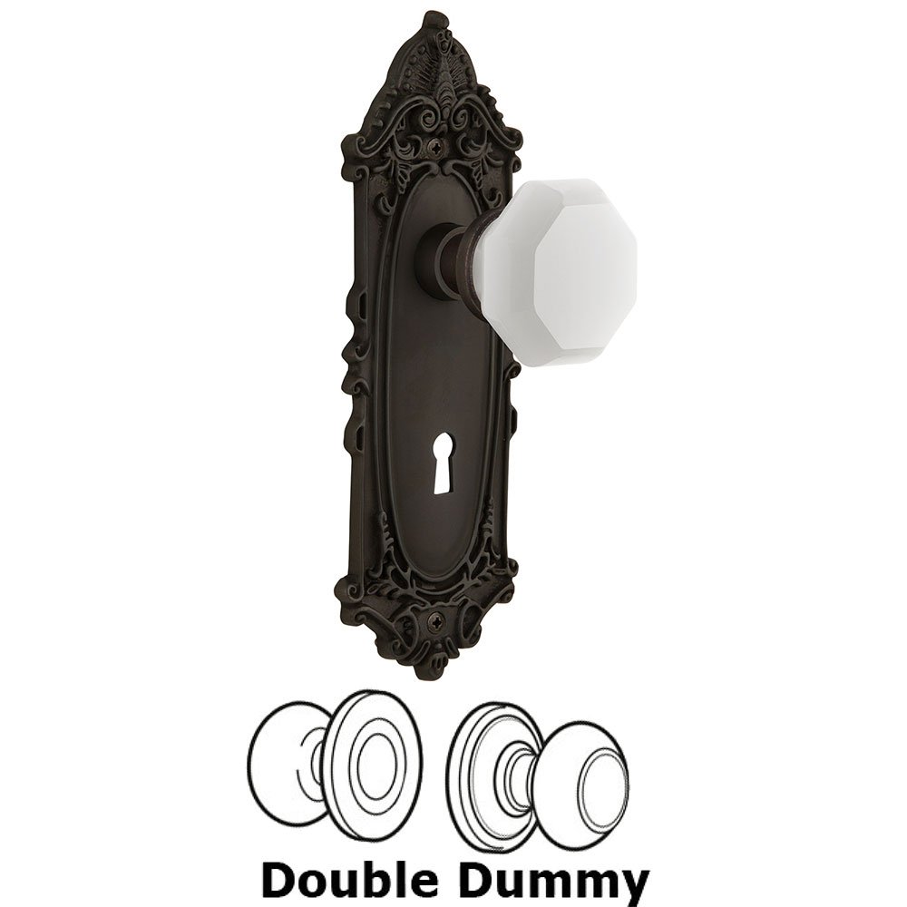 Double Dummy - Victorian Plate with Keyhole with Waldorf White Milk Glass Knob in Oil-Rubbed Bronze