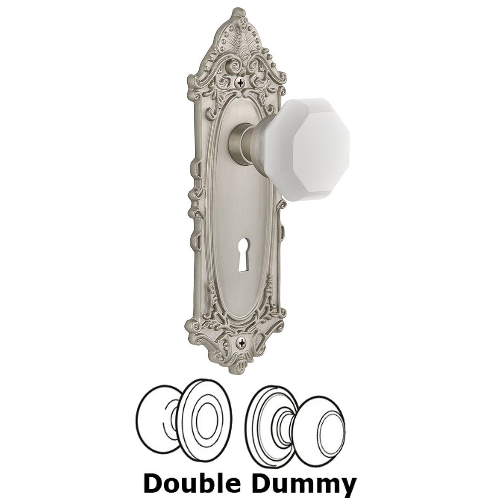 Double Dummy - Victorian Plate with Keyhole with Waldorf White Milk Glass Knob in Satin Nickel