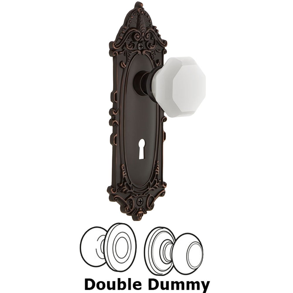 Double Dummy - Victorian Plate with Keyhole with Waldorf White Milk Glass Knob in Timeless Bronze