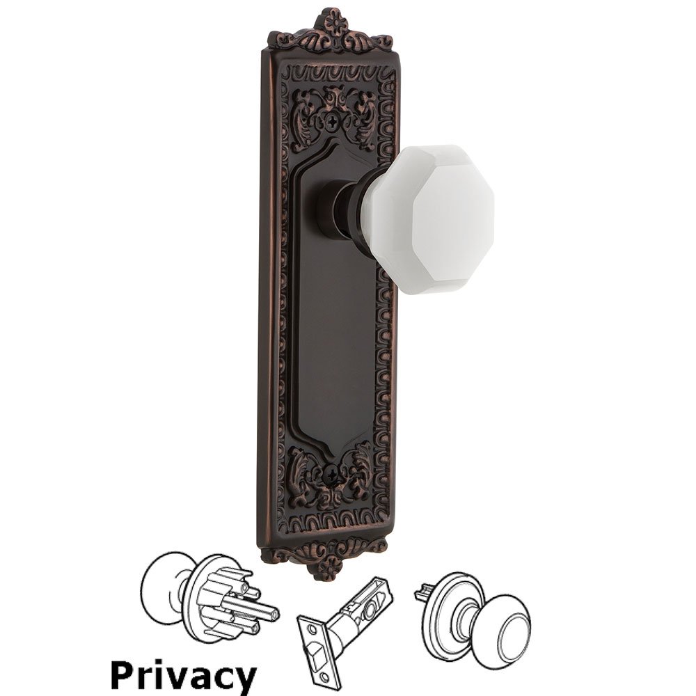 Privacy - Egg & Dart Plate with Waldorf White Milk Glass Knob in Timeless Bronze
