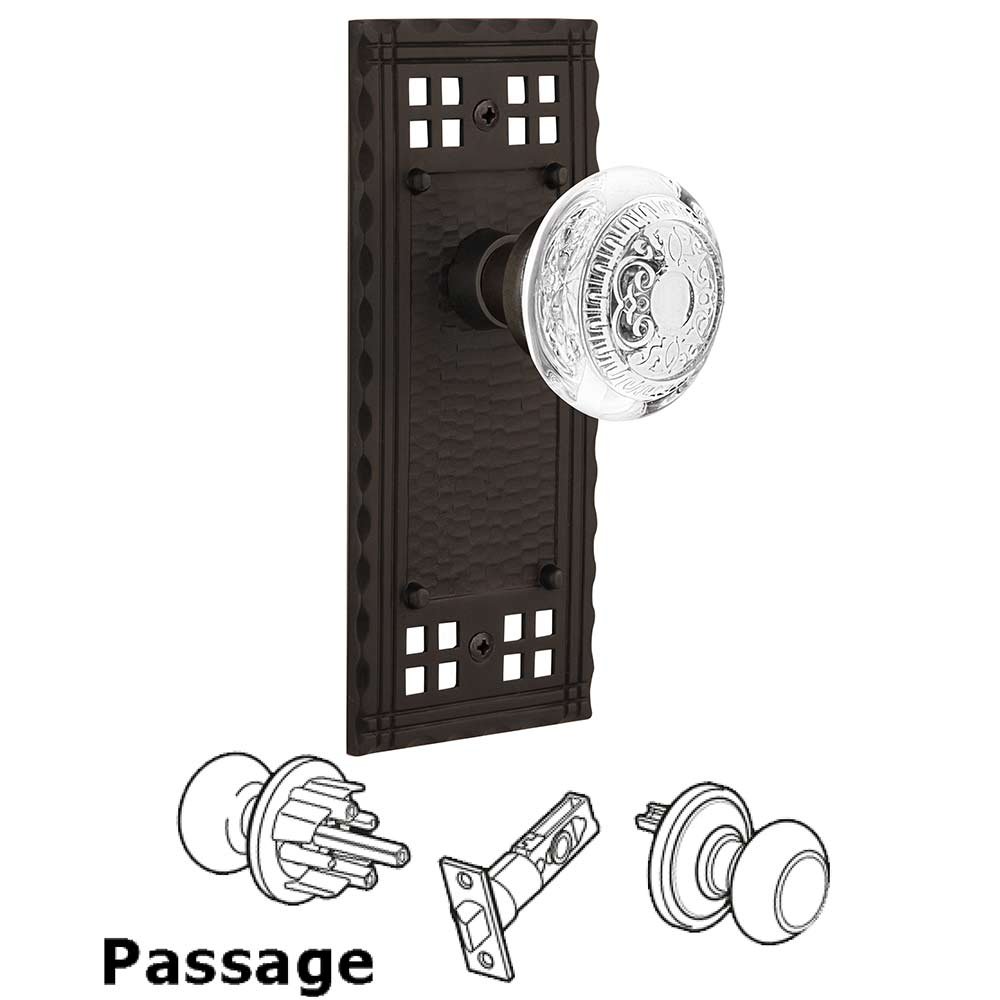 Passage Craftsman Plate With Crystal Egg & Dart Knob in Oil Rubbed Bronze